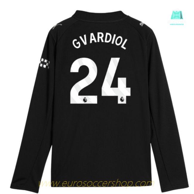 2025-2026 Man City Long Sleeve Away Shirt (Kids) (Gvardiol 24)