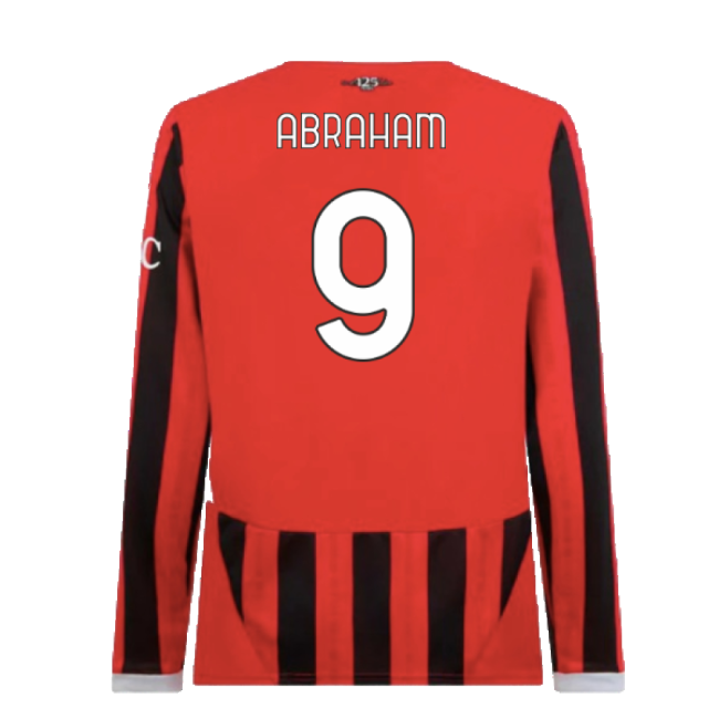 2024-2025 AC Milan Home Long Sleeve Shirt (Abraham 9)