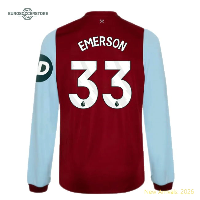 2023-2024 West Ham Long Sleeve Home Shirt (Kids) (EMERSON 33)