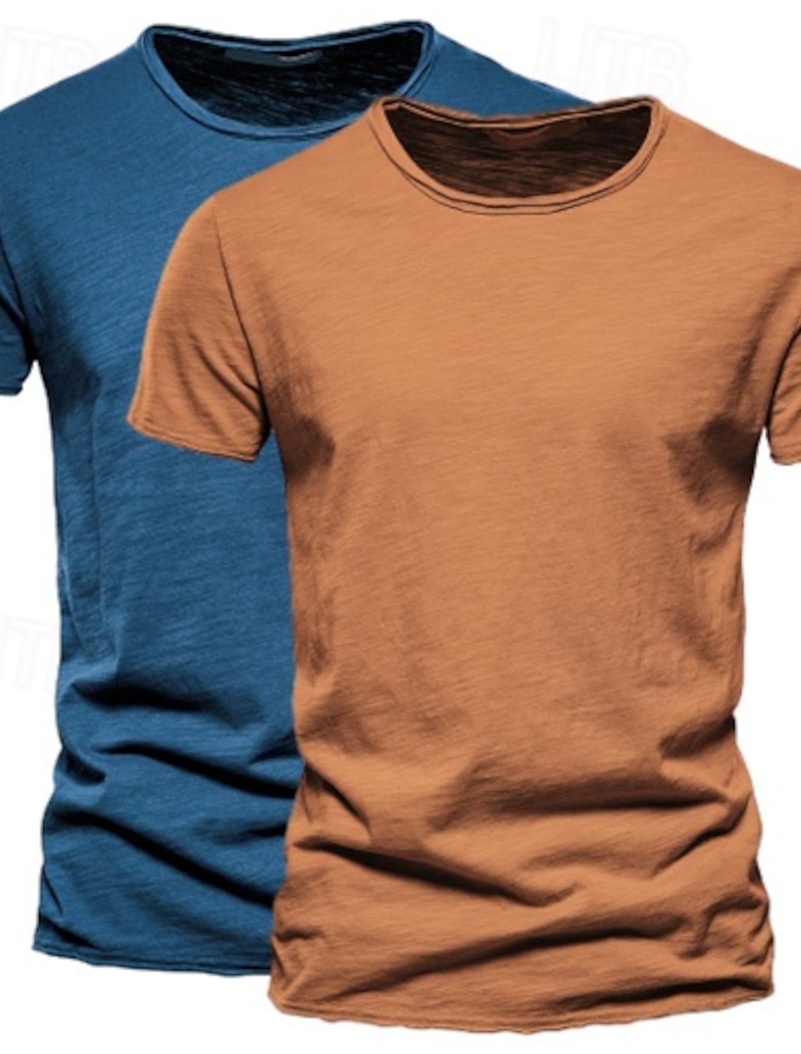 2 Pack Cotton Men's T Shirt Tee Top Short Sleeve Short Sleeves Crew Neck Round Neck Summer Plain Fashion Designer Basic Classic Style Basic Vacation Street Casual Orange Blue Army Green Black Tee