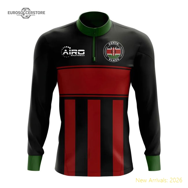 Outstanding Kenya Concept Football Half Zip Midlayer Top (black-red)