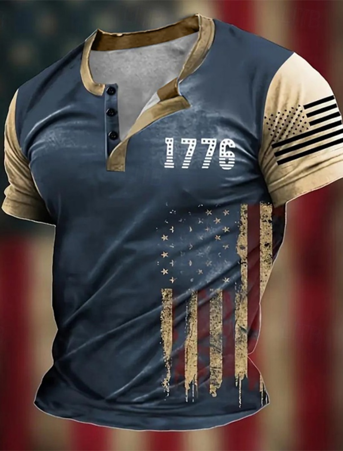 4th of July 2026 250th Memorial Day Men's Vintage Retro Designer Henley Short Sleeve T-Shirt Casual Daily Street