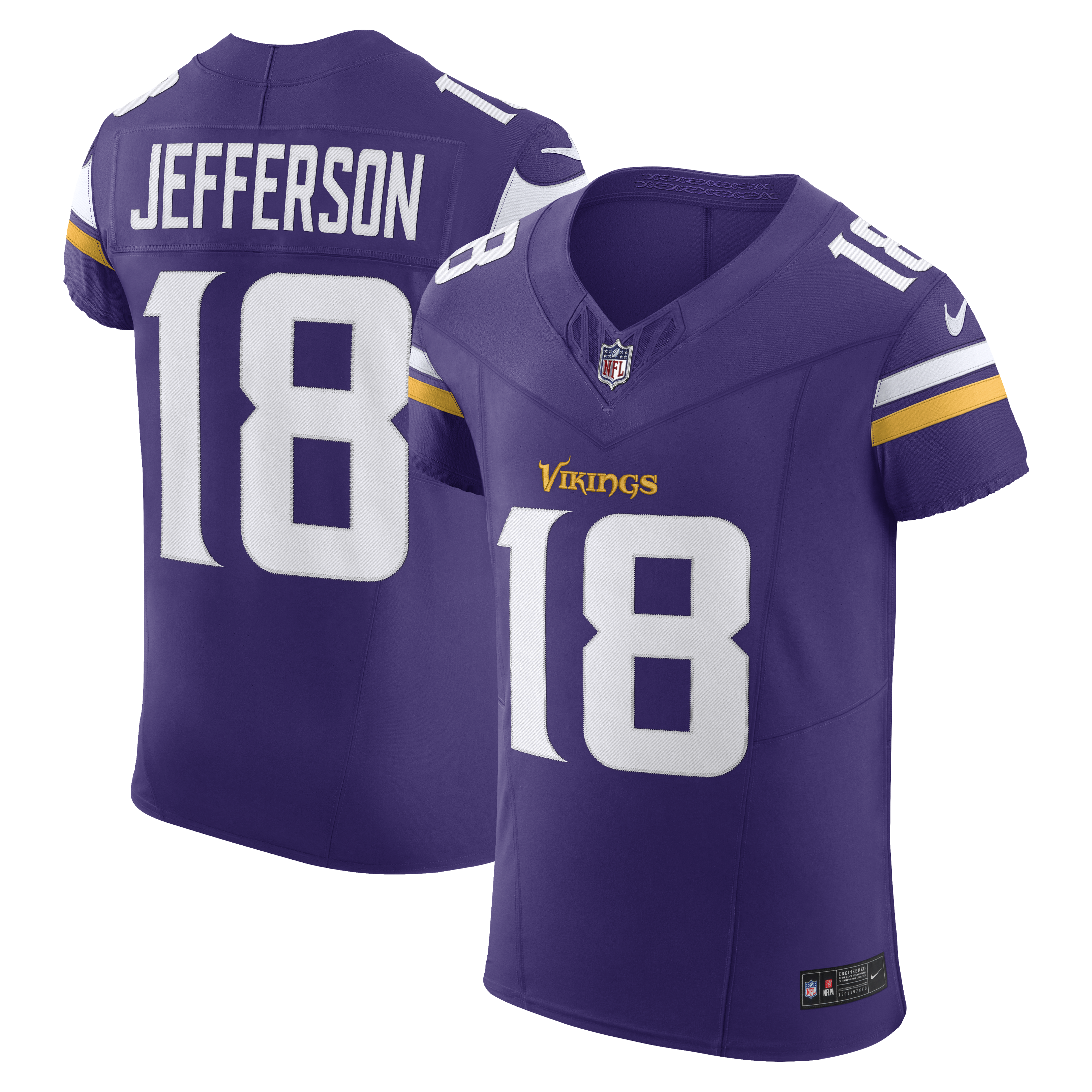 [SJH] Youth Justin Jefferson #18 Minnesota Vikings Team Vapor F.U.S.E. Elite Jersey - Purple