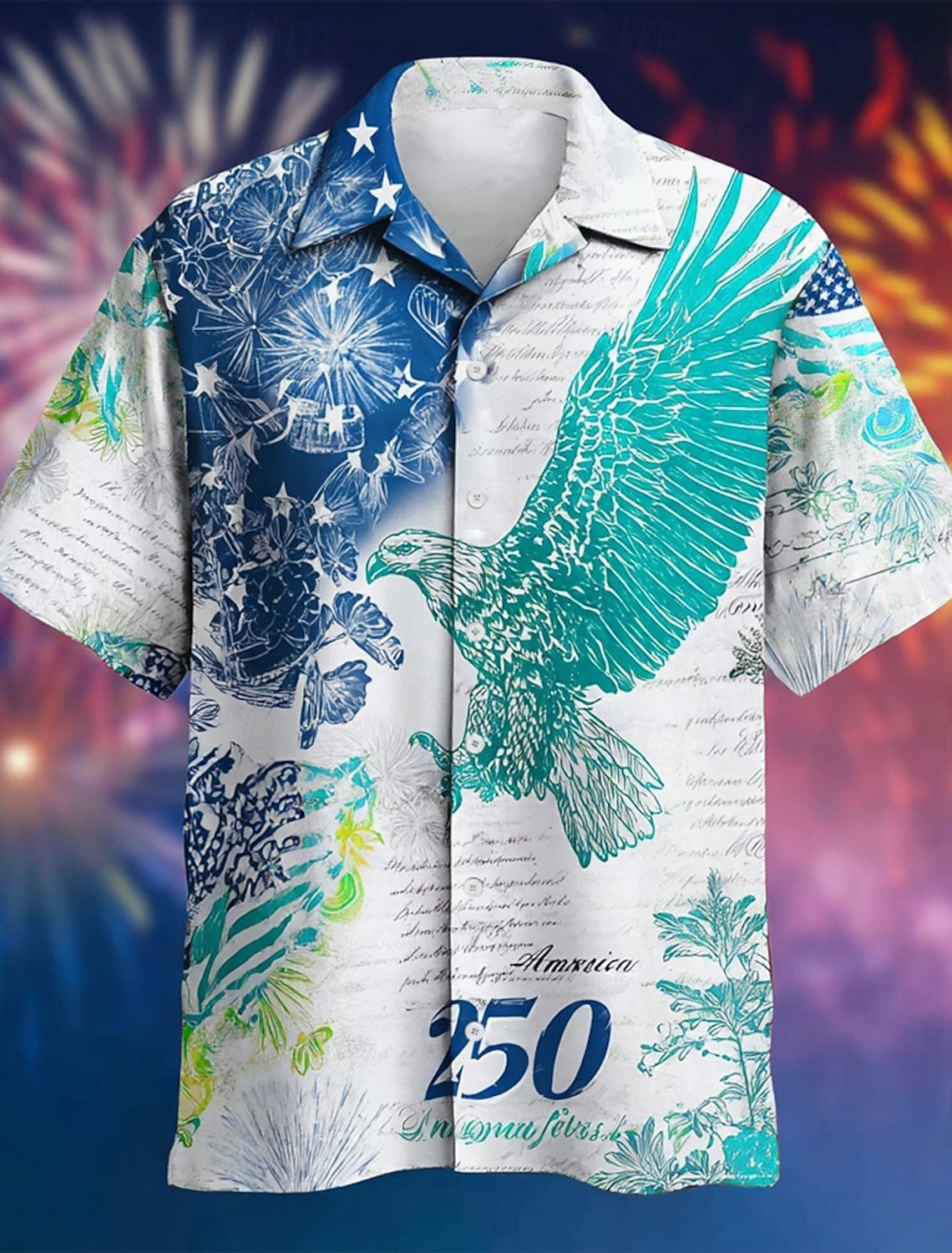 Men's 4th of July U.S. 250th Anniversary Eagle US Flag Shirt Button Up Shirt Short Sleeve Vintage Retro Outdoor Holiday Summer Spring Turndown 3D Print Collared Shirts White 1 White White 2