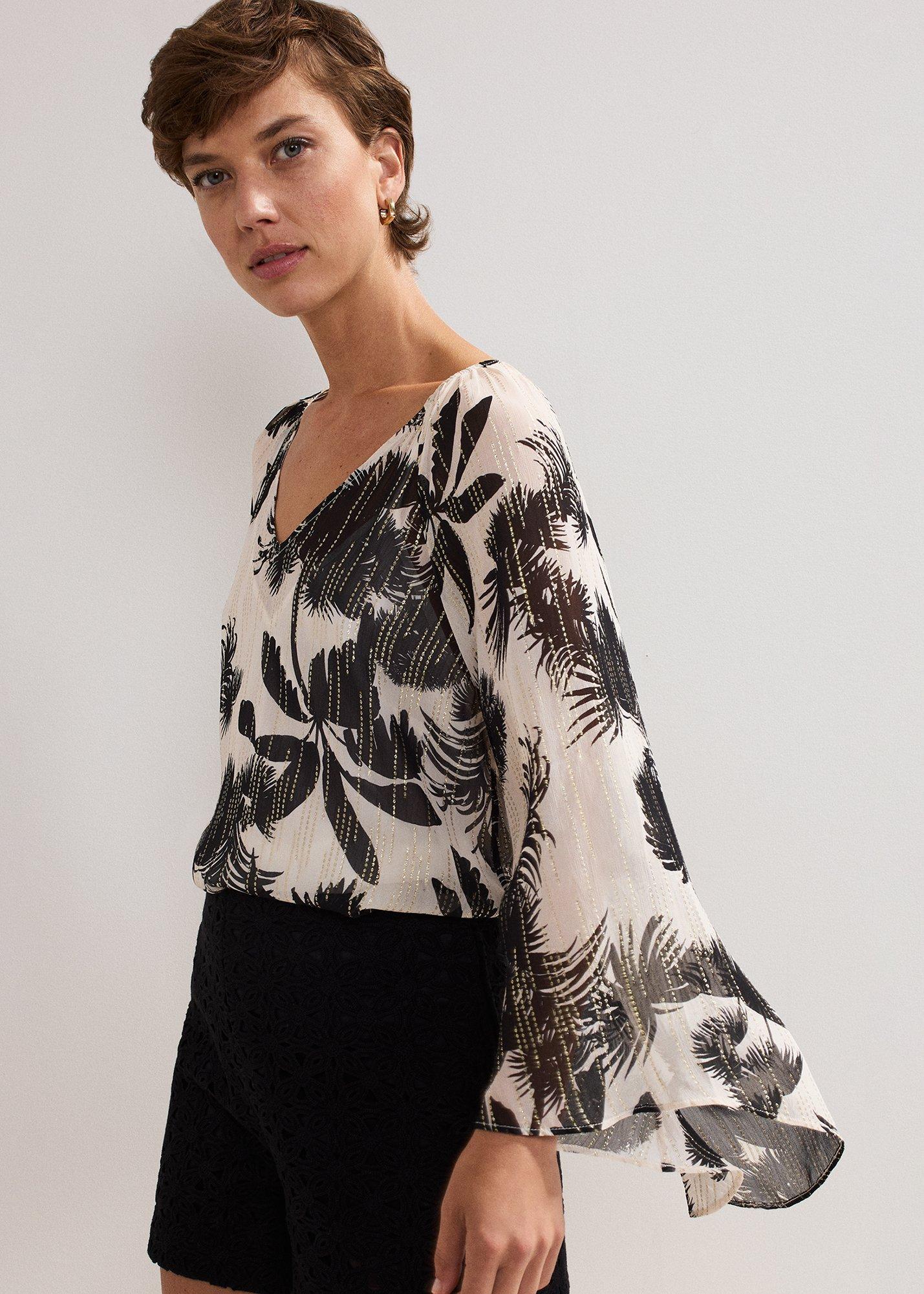 Simi Palm Print Filcoupe Blouse