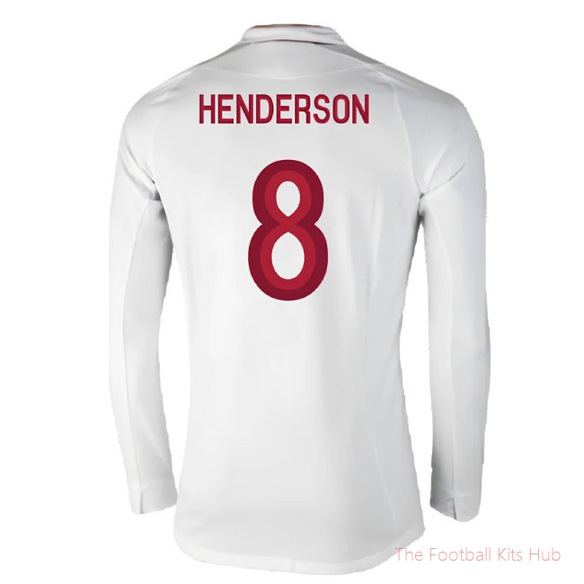 England 2012-13 Long Sleeve Home Shirt (L) (Fair) (Henderson 8)