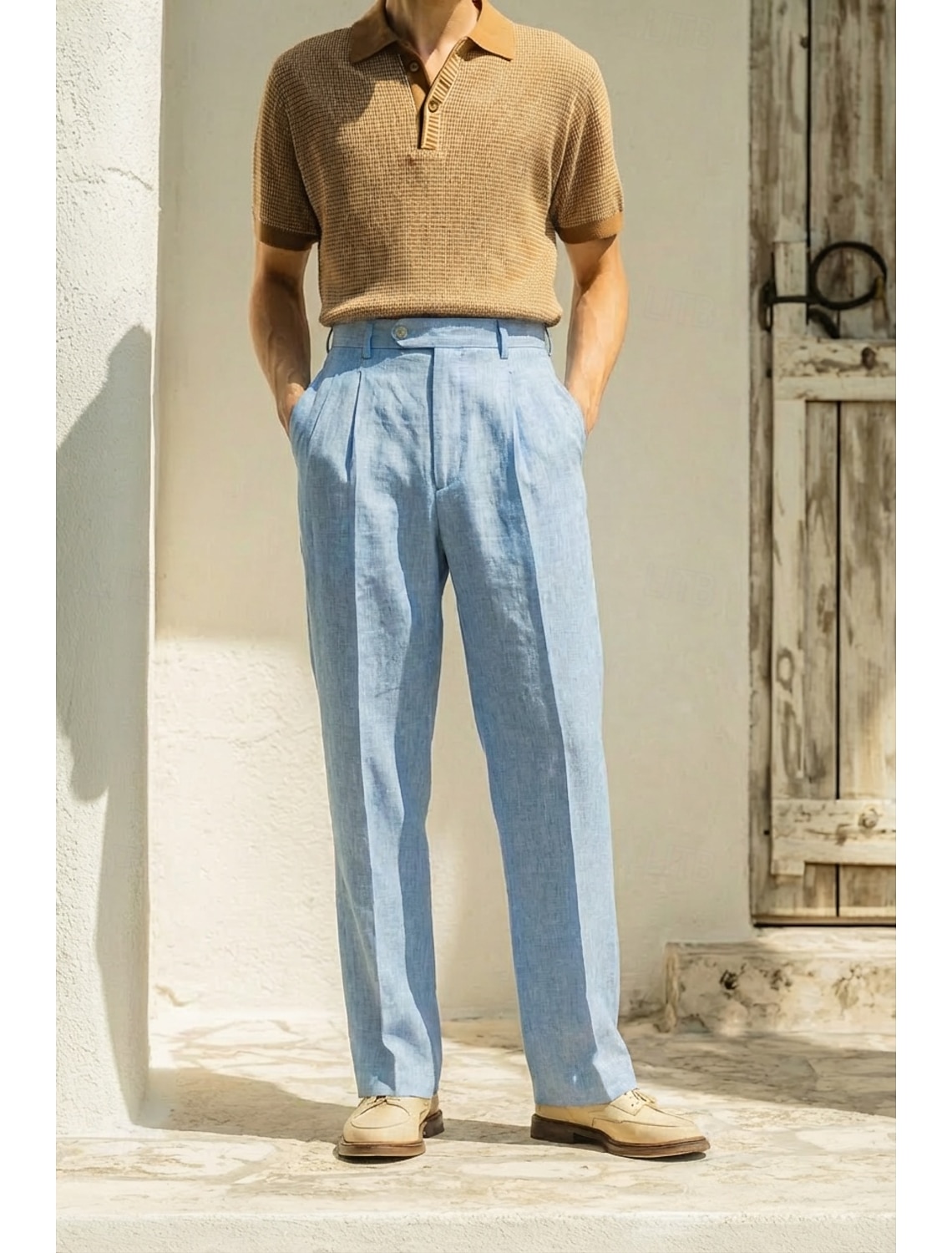 Men's Cotton Linen Dress Pants Casual Streetwear Business Elegant