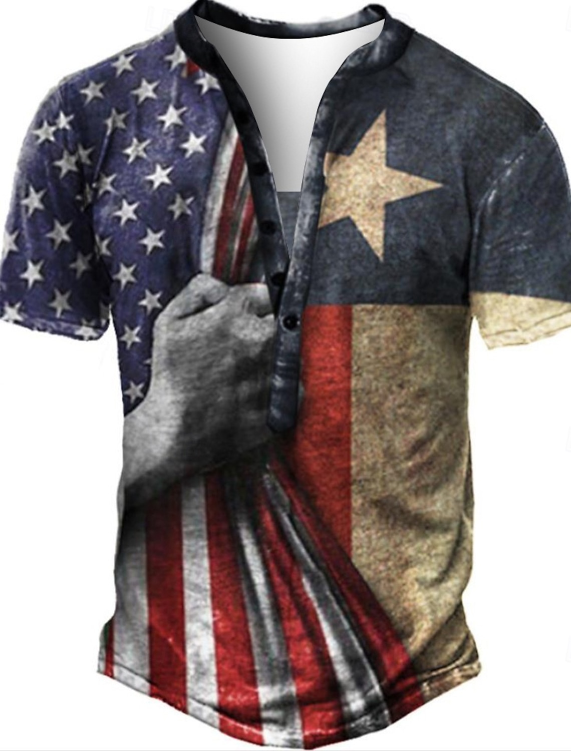 Men's 4th of July U.S. 250th Anniversary Guitar American Flag Shirt Summer Shirt Tropical Shirts Short Sleeve Patriotic Vacation Holiday Summer Spring Turndown 3D Print Button Up Shirts Blue Dark