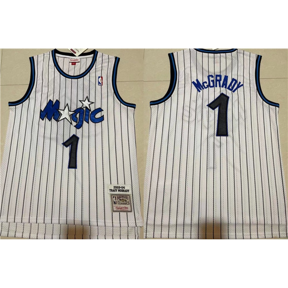 Men's Orlando Magic #1 Tracy McGrady White Stitched Jersey