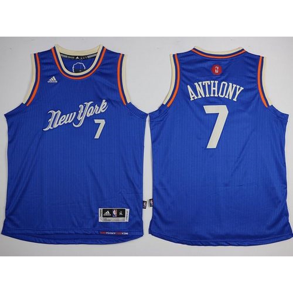Fan Favorite Vintage Men's NYK #7 Carmelo Blue Basketball Jersey