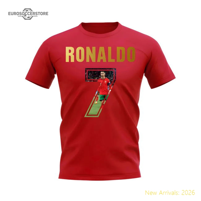 Cristiano Ronaldo Name And Number Portugal T-Shirt (Red)
