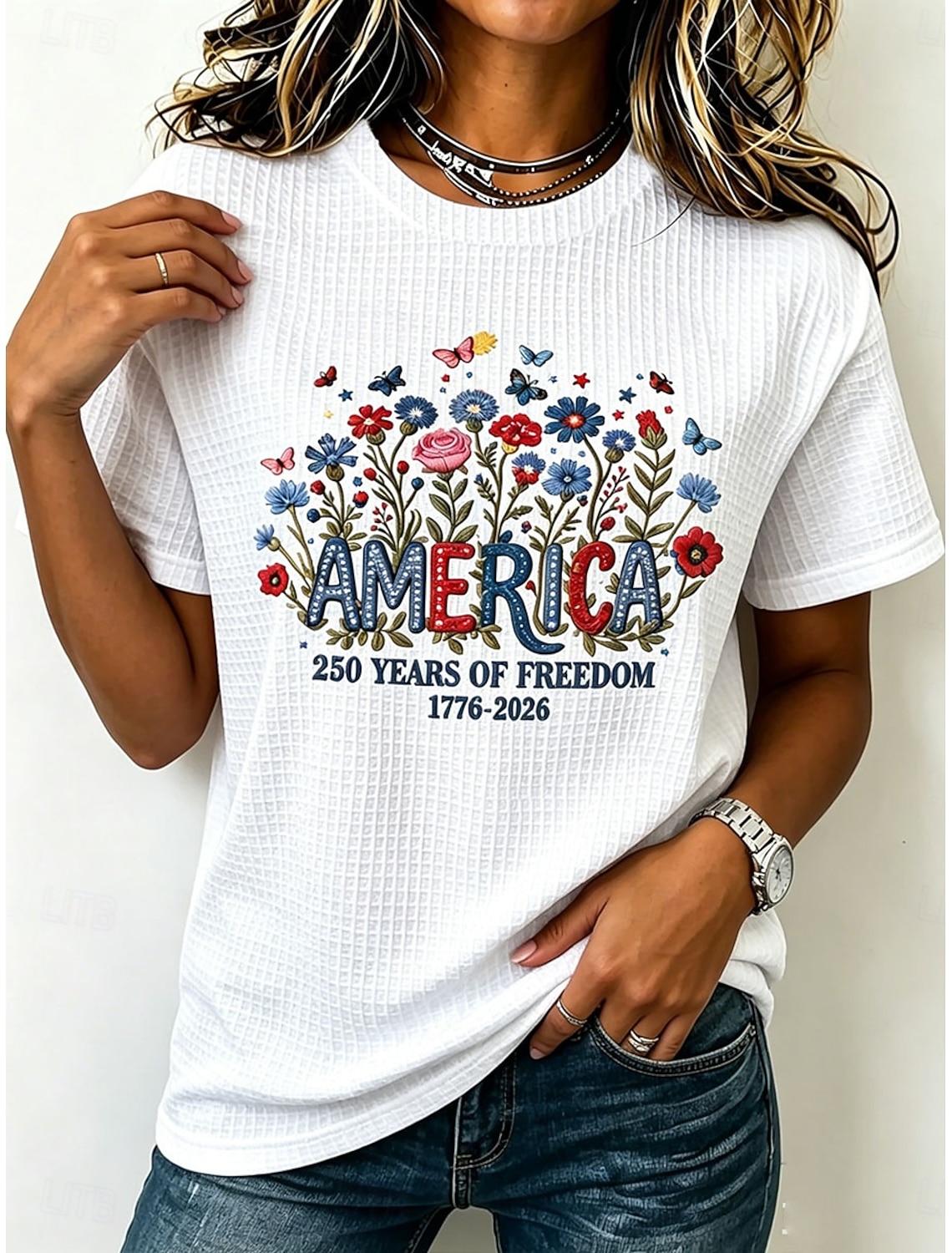 American Independence Day Women's Shirt Graphic USA American Flag Vintage Stylish Long Sleeve V Neck Long Tops Casual Daily Holiday Blue White Red Red / Blue Summer Spring
