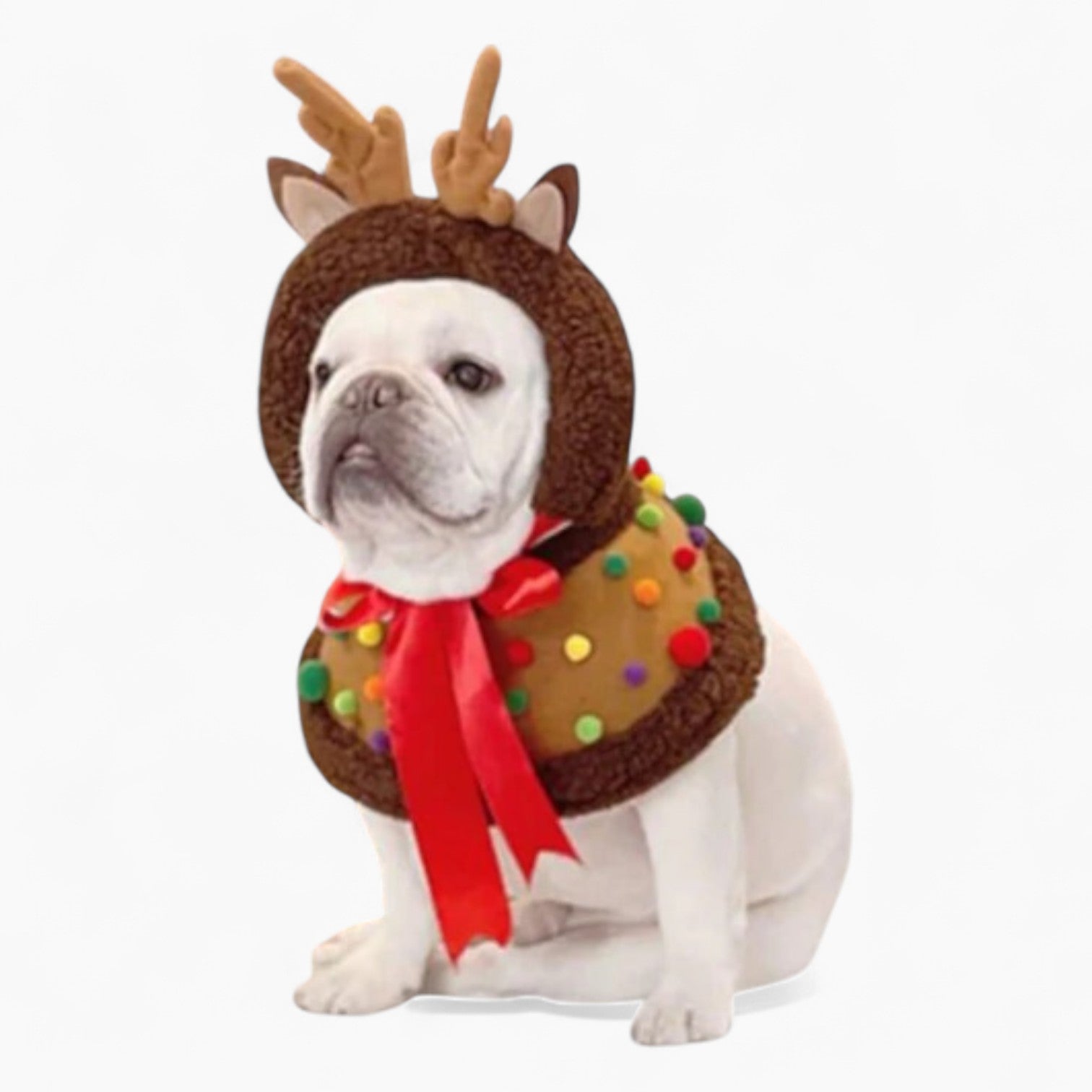 French Bulldog Reindox Frenchie Reindeer Cloak With Headwear – Plush