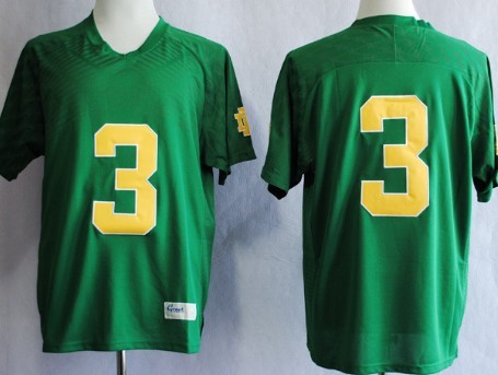 Men's ND Fighting Irish Green 2013 durabl Joe Montana #3 embroidered