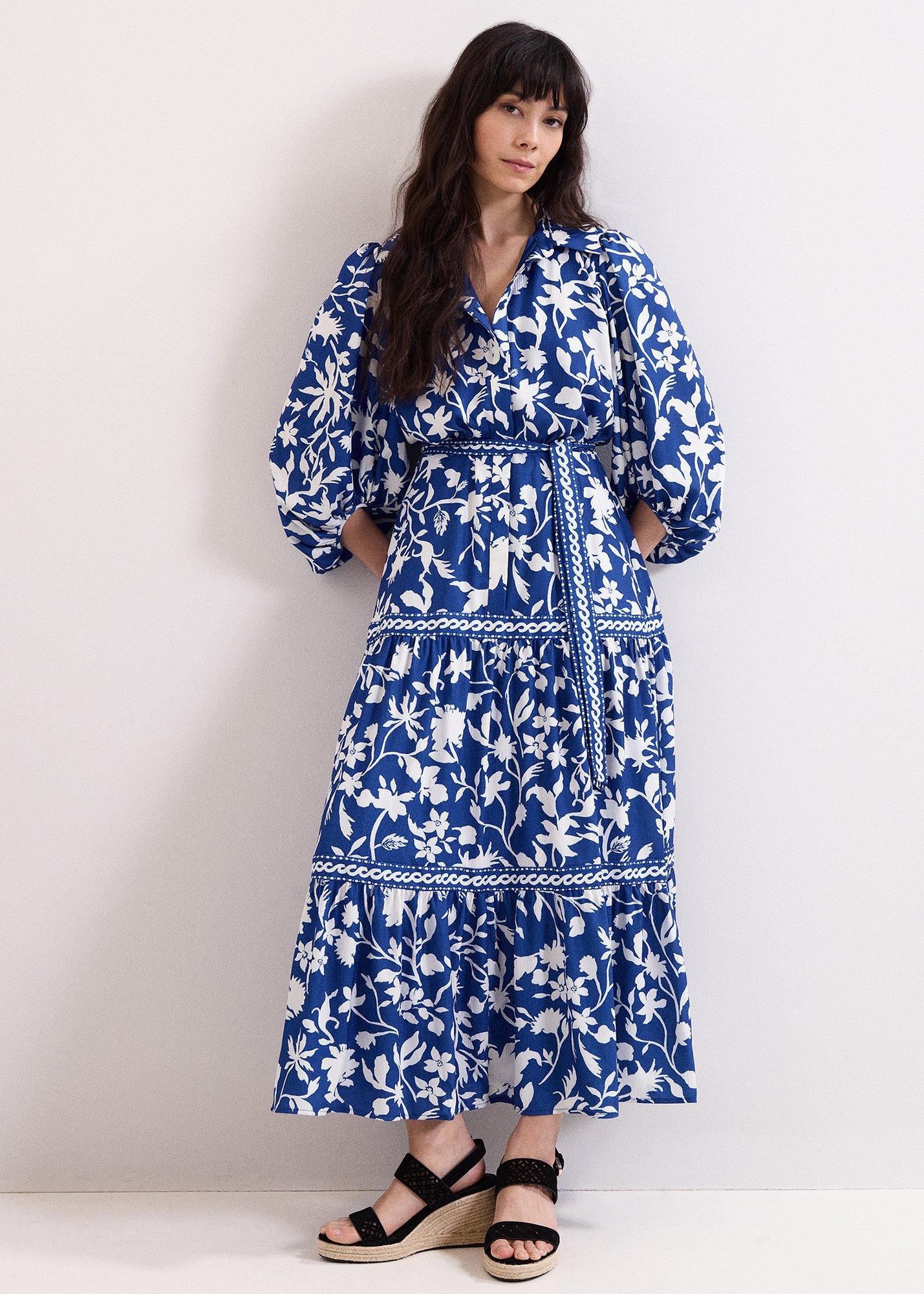 Petite Coralie Blue Midi Shirt Dress