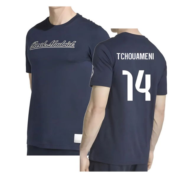 2025-2026 Real Madrid US Tee (Navy) (Tchouameni 14)