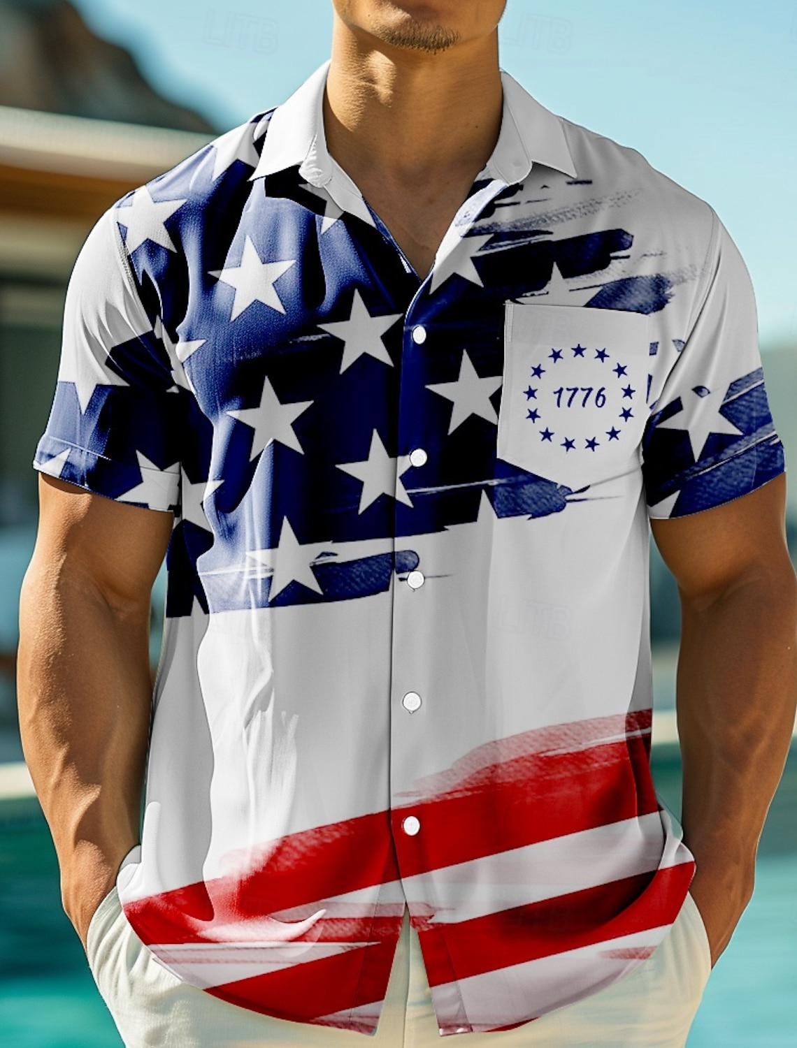 Independence Day Men's American US Flag 4th of July U.S. 250th Anniversary Patriotic Shirt Summer Shirt Button Up Shirt Short Sleeve Fashion Casual Holiday Summer Spring Turndown 3D Print Collared