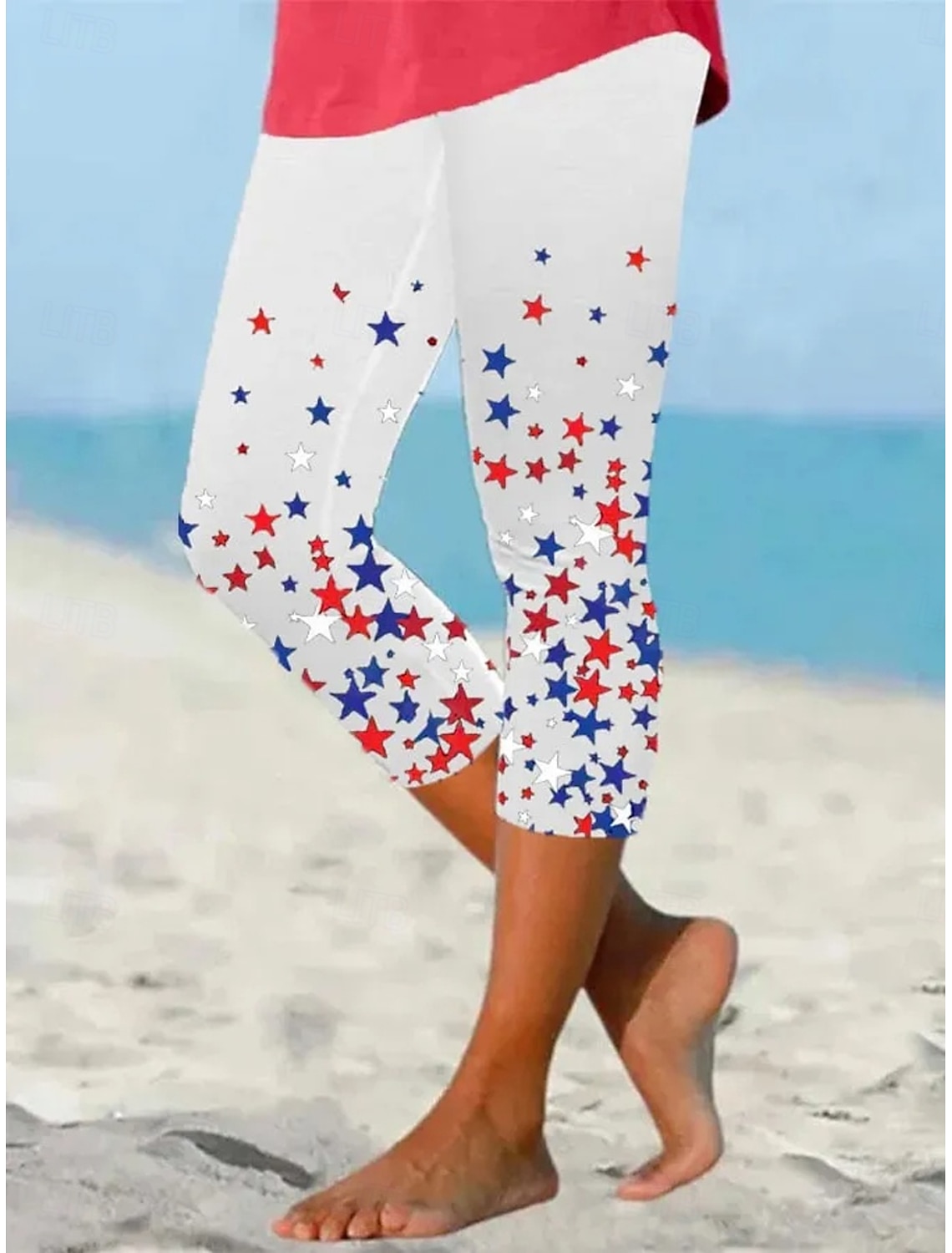 Independence Day Patriotic Women's Leggings Vacation Vintage Fashion Calf-Length High WaistPants Graphic Flag Printing Breathable Soft Stretchy Formal Vacation Office