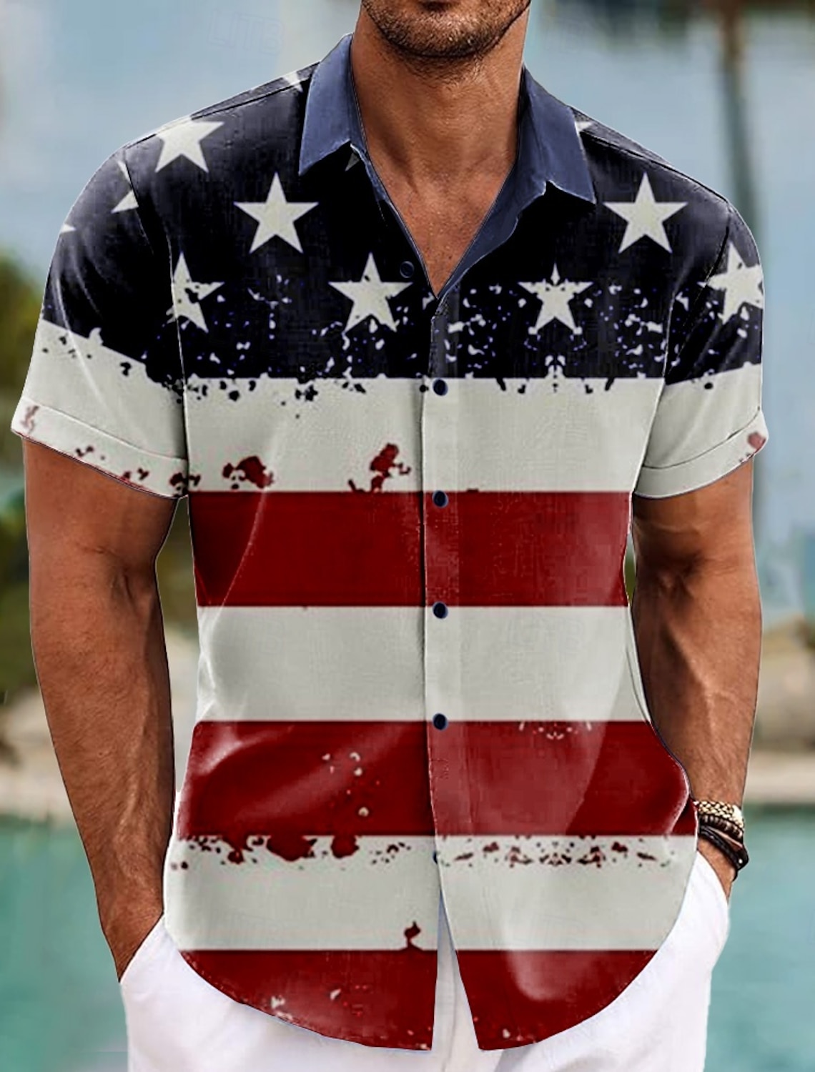 Independence Day Men's American US Flag 4th of July U.S. 250th Anniversary Patriotic Shirt Summer Shirt Button Up Shirt Short Sleeve Fashion Casual Holiday Summer Spring Turndown 3D Print Collared