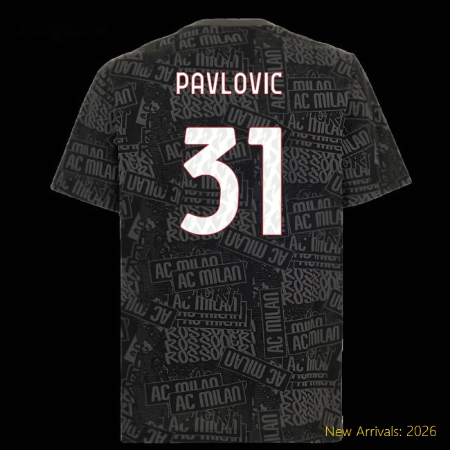 Ac Milan Pavlovic Supreme Tee Jersey Exclusive Stretchy