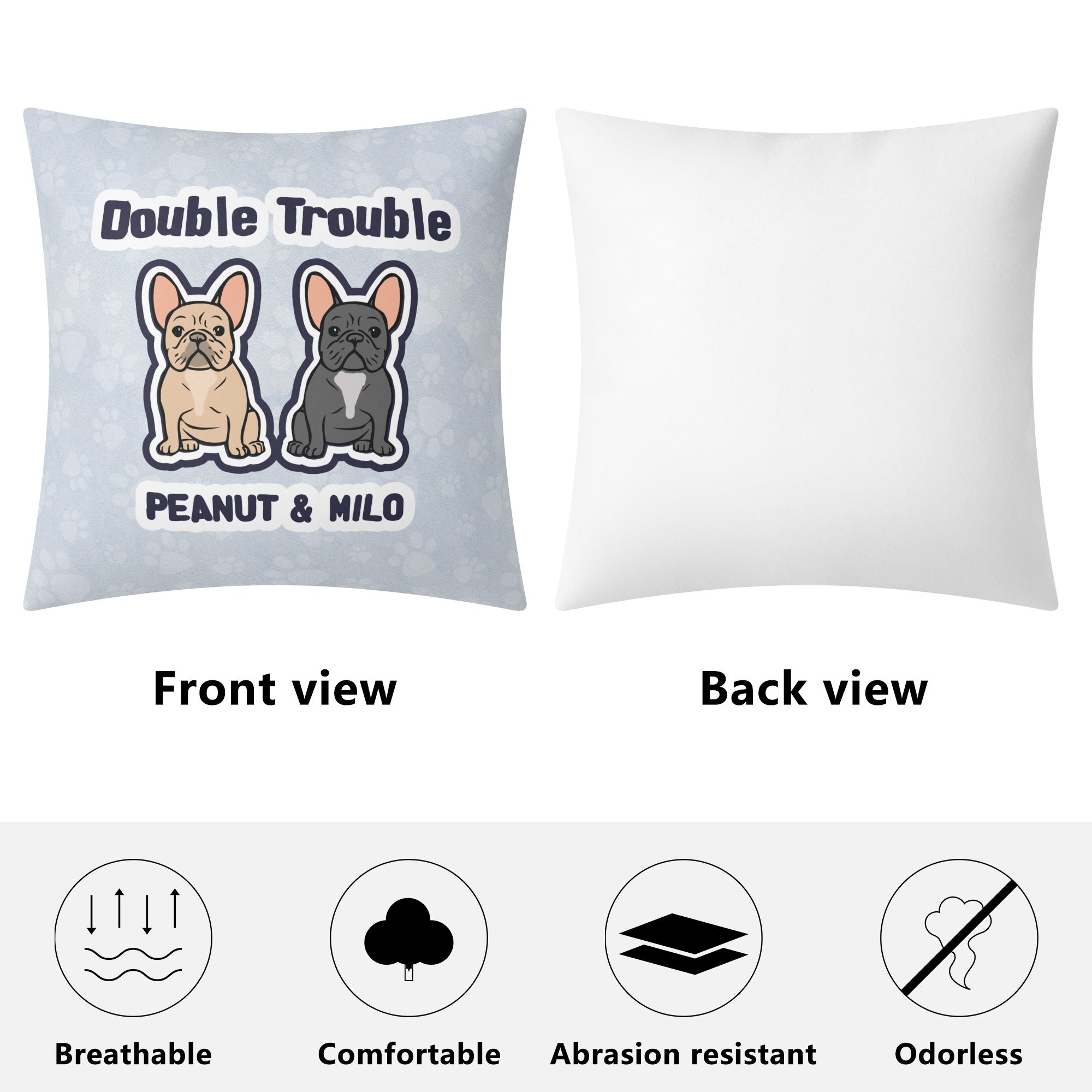 Touble - Comfortable Custom Pillow With Frenchie Name Dog Supplies