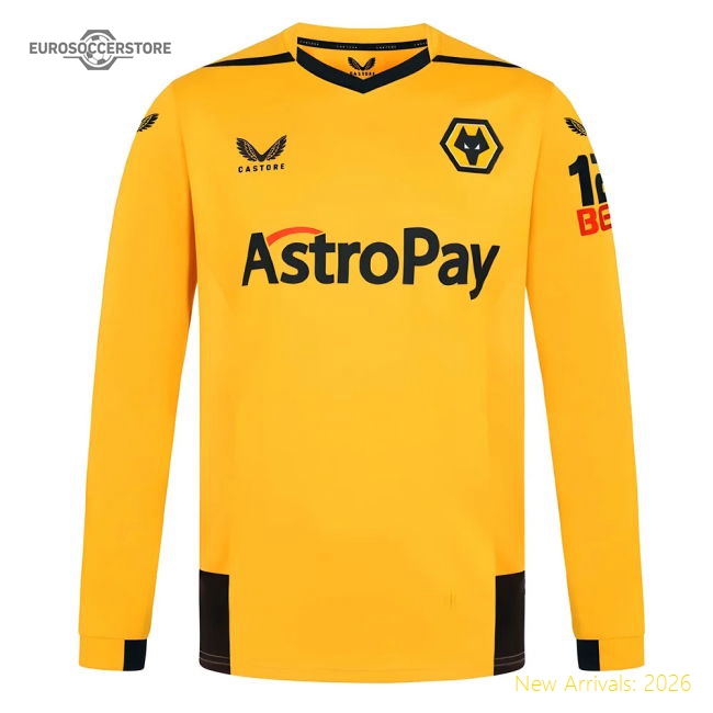 Authentic 2022-2023 Wolves Long Sleeve Home Shirt - Premium Quality