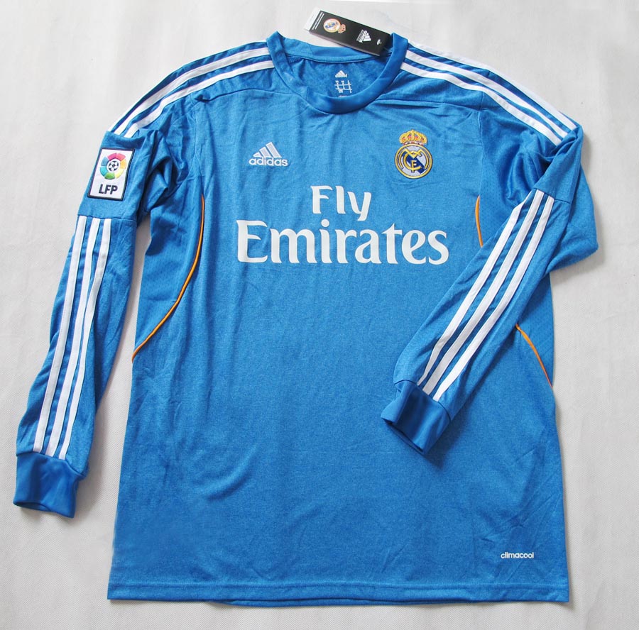 Moisture Wicking 13-14 Real Madrid Away Long Sleeve Jersey Shirt