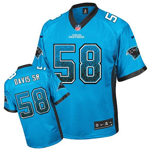NFL C P Panthers #58 Thomas Davis Elite Blue Jersey - Fan Favorite