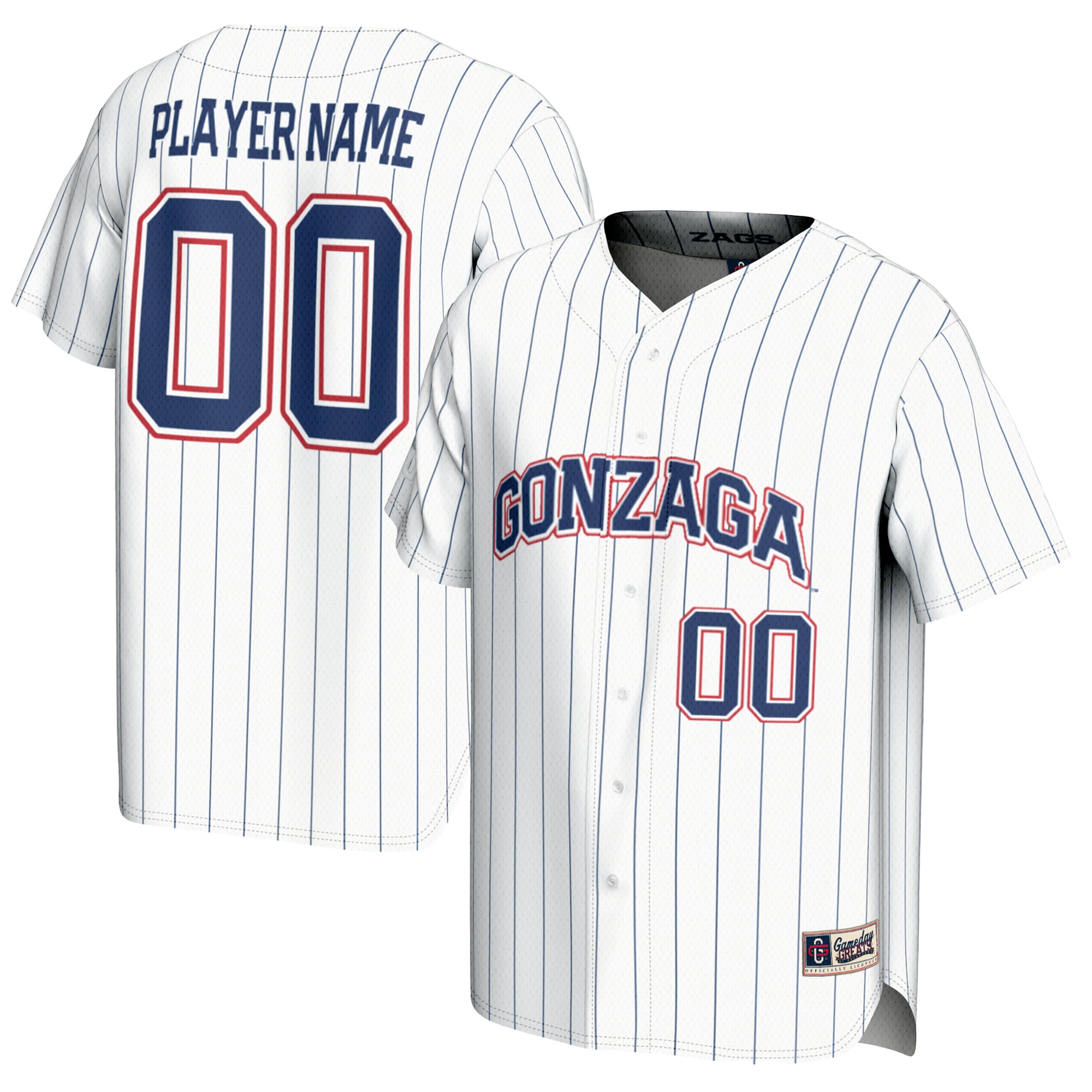 Gonzaga Bulldogs GameDay Greats Unisex NIL Pick-A-Player Baseball Lightweight Jersey - White