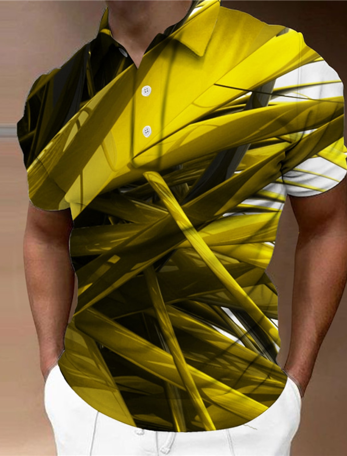 Men's Geometric Polo Shirts Golf Shirt Short Sleeve Polo Shirts Collared Shirts Business Casual Vacation Wear Formal Wear Festival Wear Buttons 3D Print Yellow Red Blue