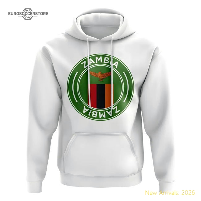 Zambia Football Badge Hoodie (white) - Match Quality - Premium Collection