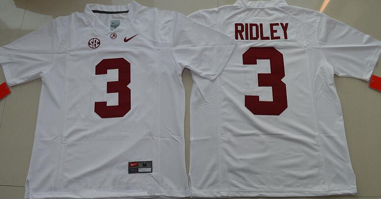 breathable Men's Bama Crimson Tide Calvin Ridley #3 White 2024