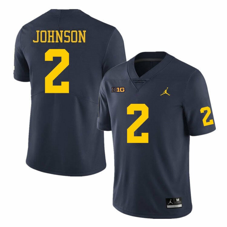Men's Michigan UM Blue 2024 alternate jersey Will Johnson #2 replica