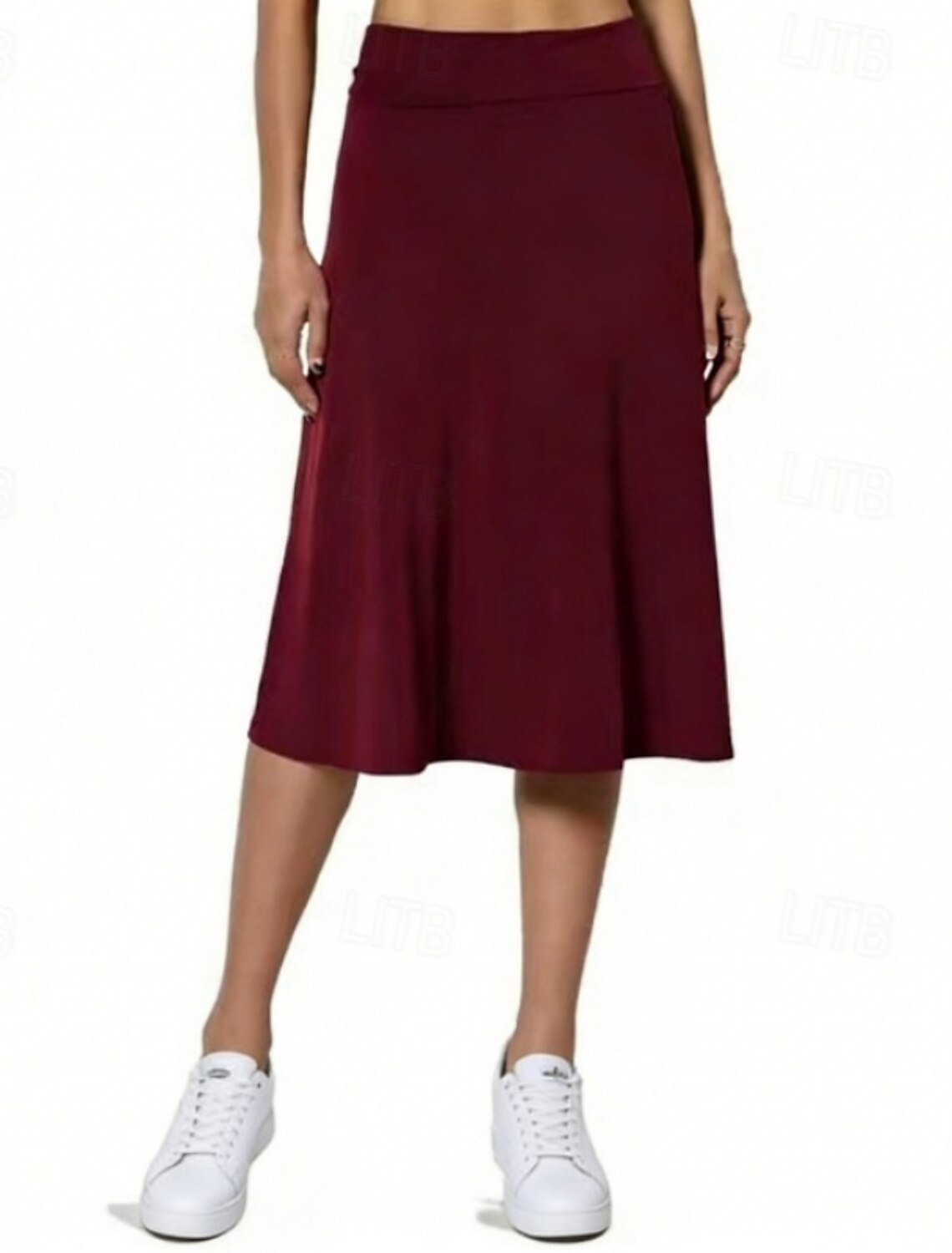 Women's Solid Colored Casual Skirt Tennis Skirts Sport Skirt High Waist Quick Dry Breathable Tennis Golf Pickleball Skirt Dark Grey Black Wine Tennis Clothing