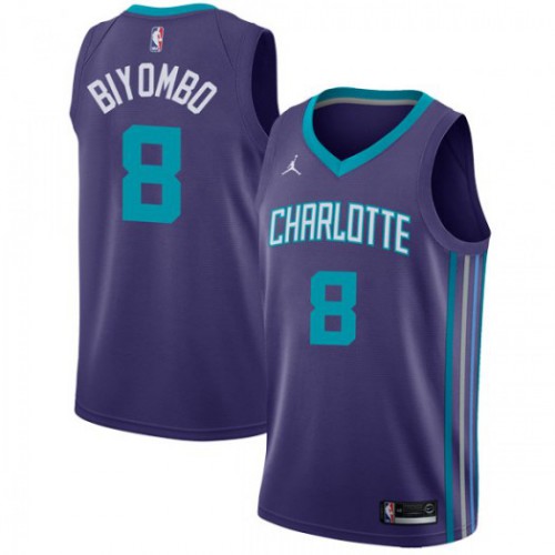 Nike Charlotte Hornets #8 Bismack Biyombo Purple NBA Jordan Swingman Statement Edition Jersey Mens
