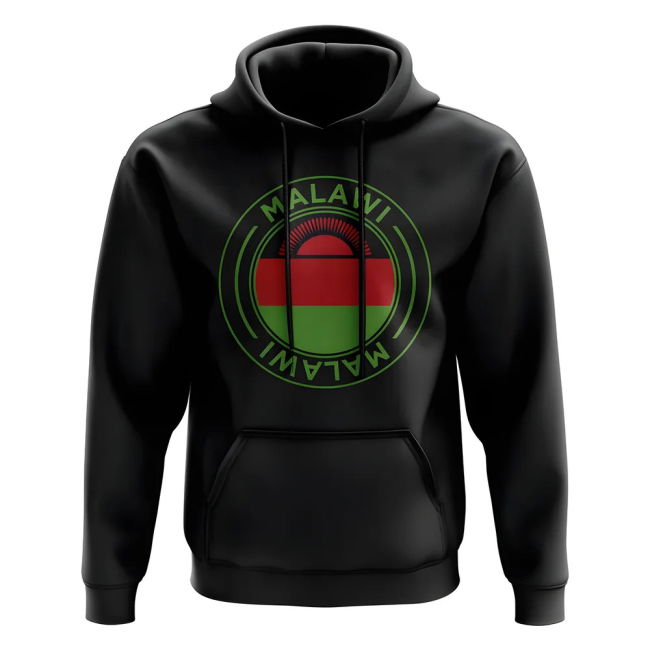 Premium-Quality Malawi Football Badge Hoodie (Black) Match-Ready