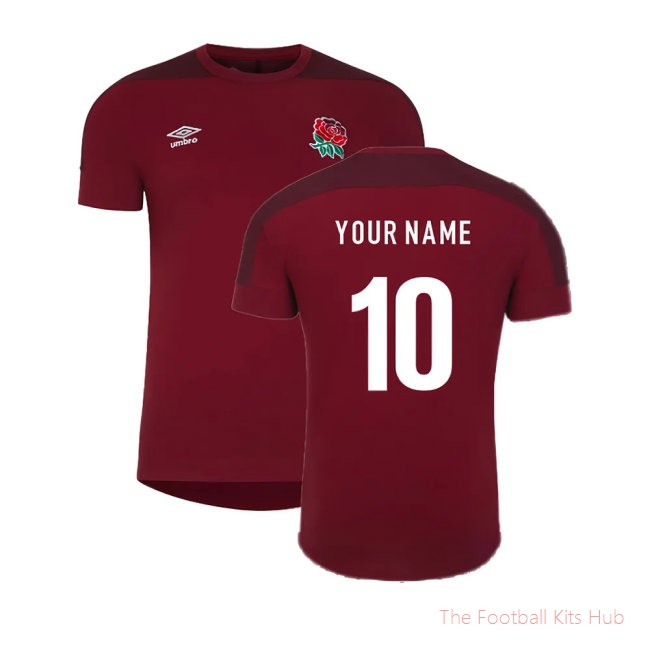 2023-2024 England Rugby Presentation T-Shirt (Tibetan Red) (Your Name)