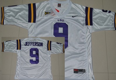 Men's LSU Tigers LA White 2024 away jersey Jordan Jefferson #9