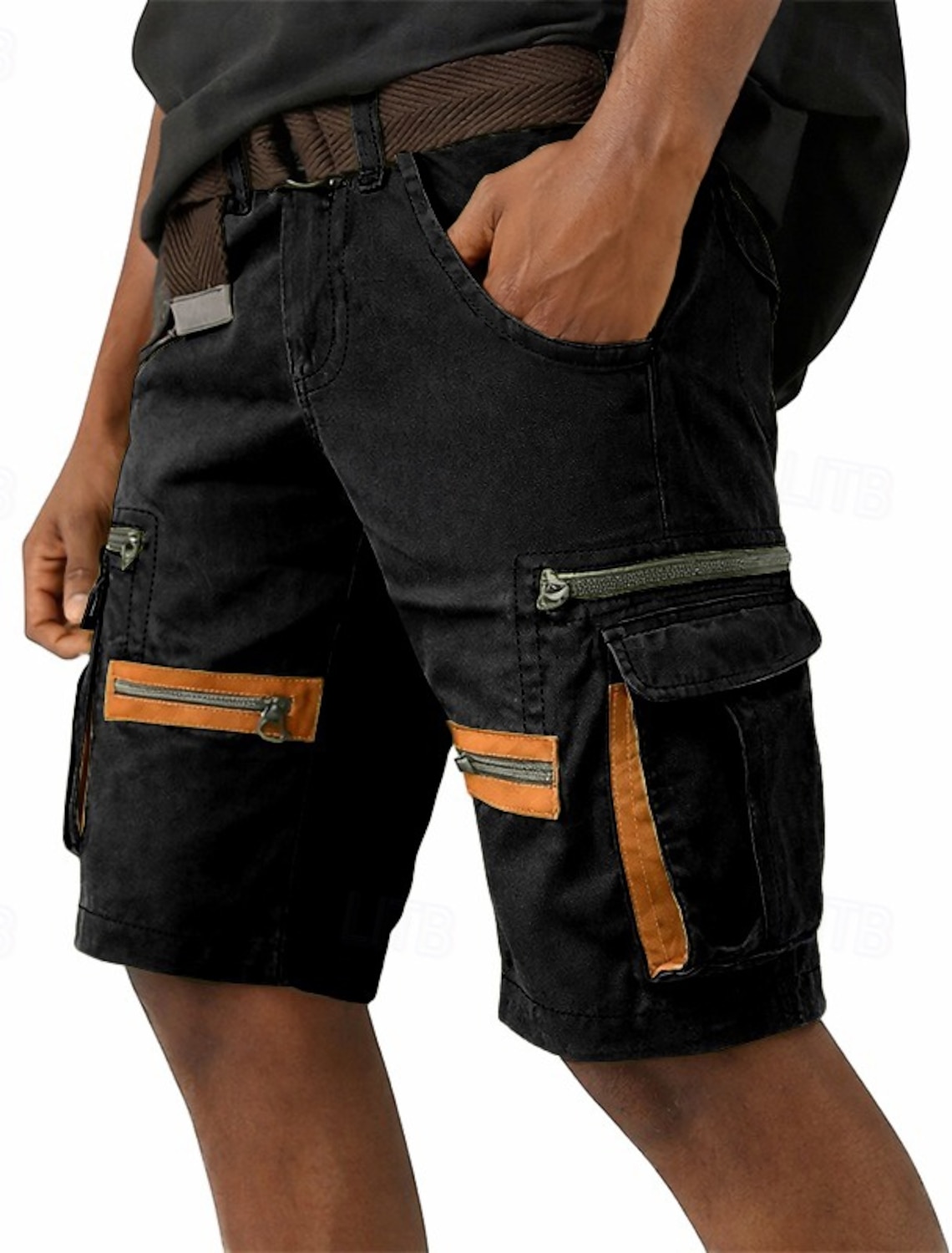 Men's Tactical Cargo Shorts Casual Pocket Elastic Waist Plain Solid #1