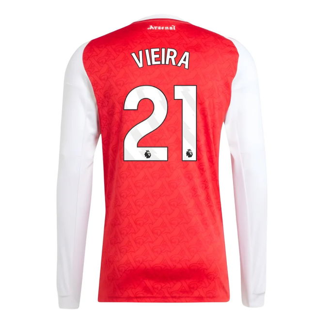 2025-2026 Arsenal Long Sleeve Home Shirt (Vieira 21) - authentic style