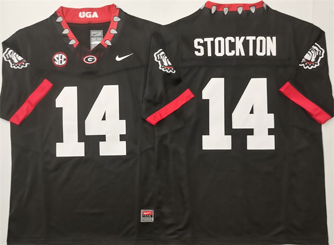 Men's UGA GA Gunner Stockton #14 stitched Black 2025 game day Jersey