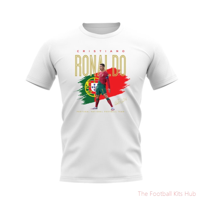 Cristiano Ronaldo Portugal Football Celebration T-Shirt (White)