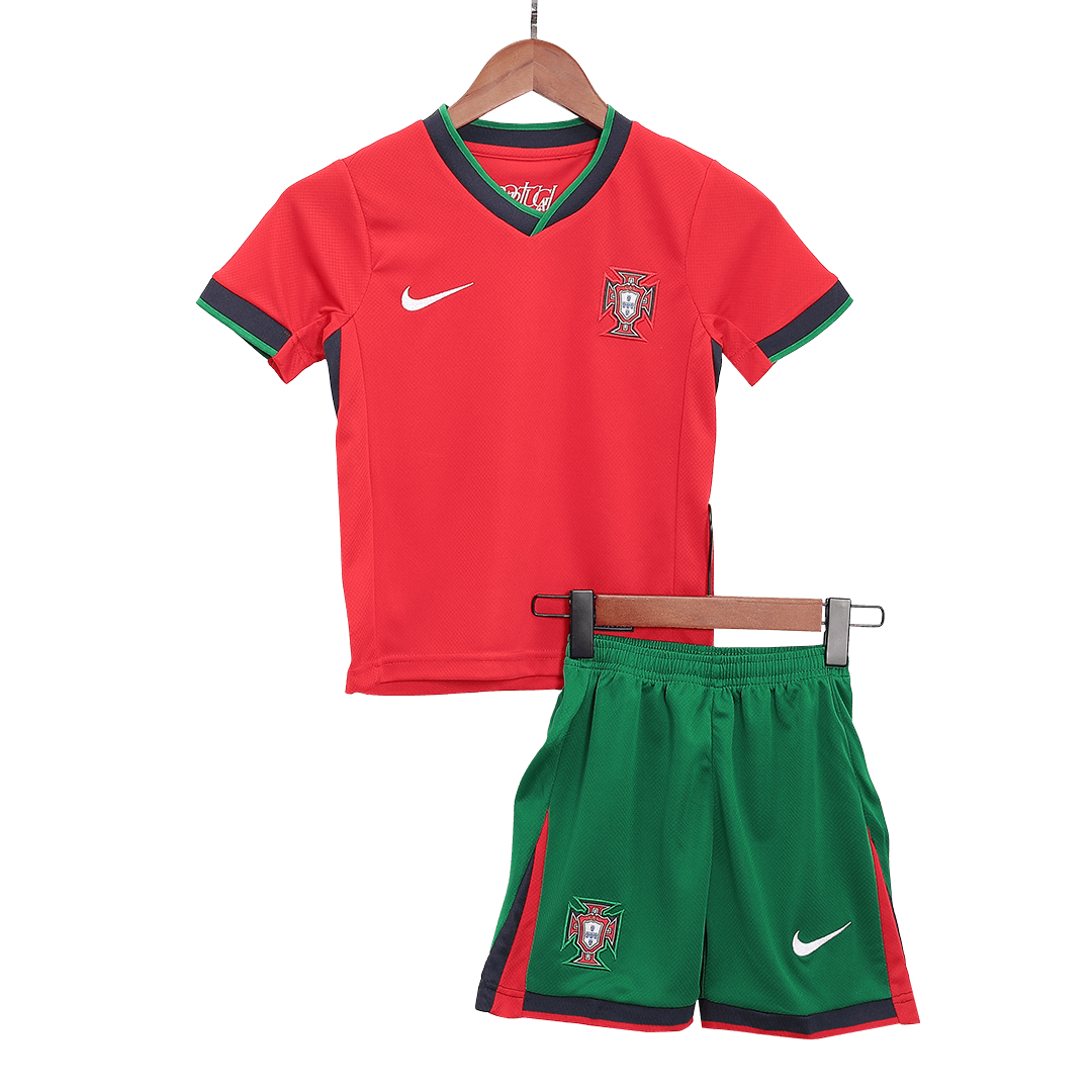 Kid's Portugal Home Jerseys Kit(Jersey+Shorts) Euro 2024 Authentic Kit