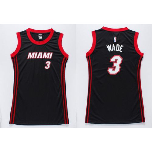 Miami Heat #3 Dwyane Wade Black Dress Womens Stitched NBA Jersey Womens