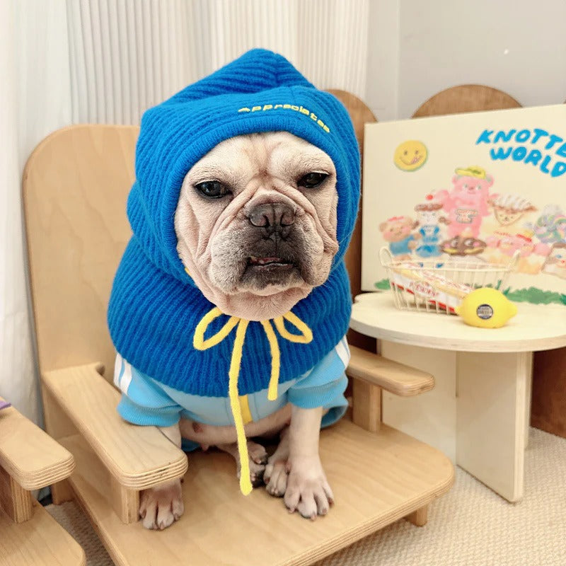 French Bulldog Wagloom Frenchie Knitted Snood Hat – Colorful Soft Wool