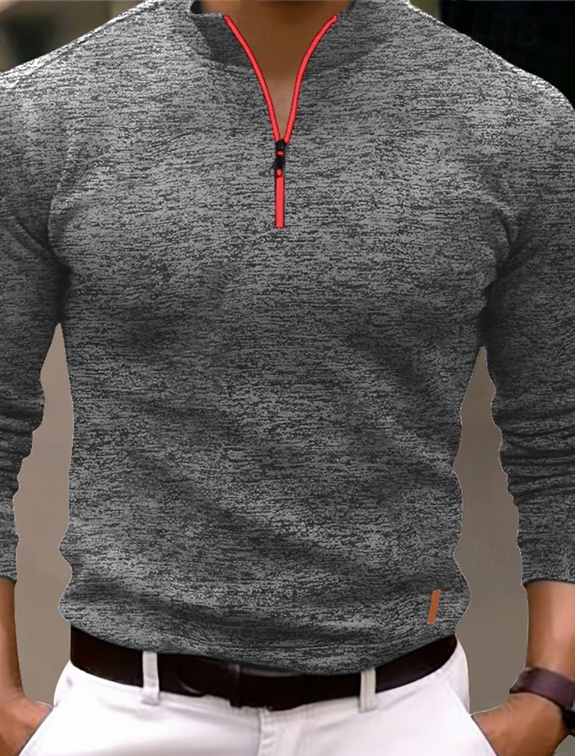 Men's Polo Shirts Quarter Zip Polo Sports & Outdoor Casual Daily Standing Collar Quarter Zip Long Sleeve Fashion Basic Solid Color Pocket Spring & Fall Regular Fit Black Navy Blue Ocean Blue Orange