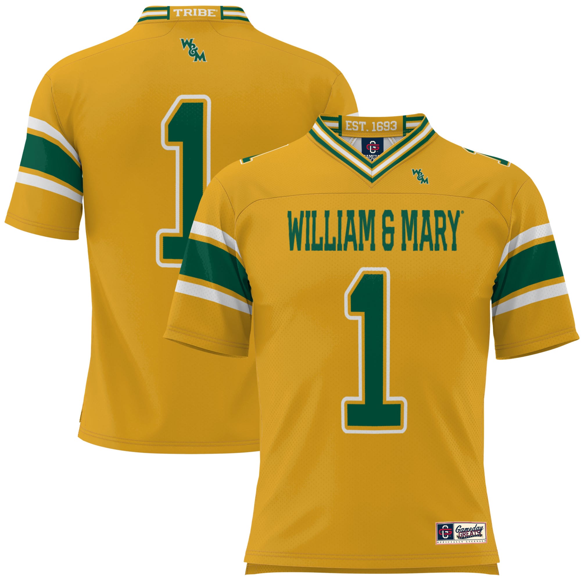 #1 William & Mary Tribe GameDay Greats Youth 2026 Season Football Jersey - Gold