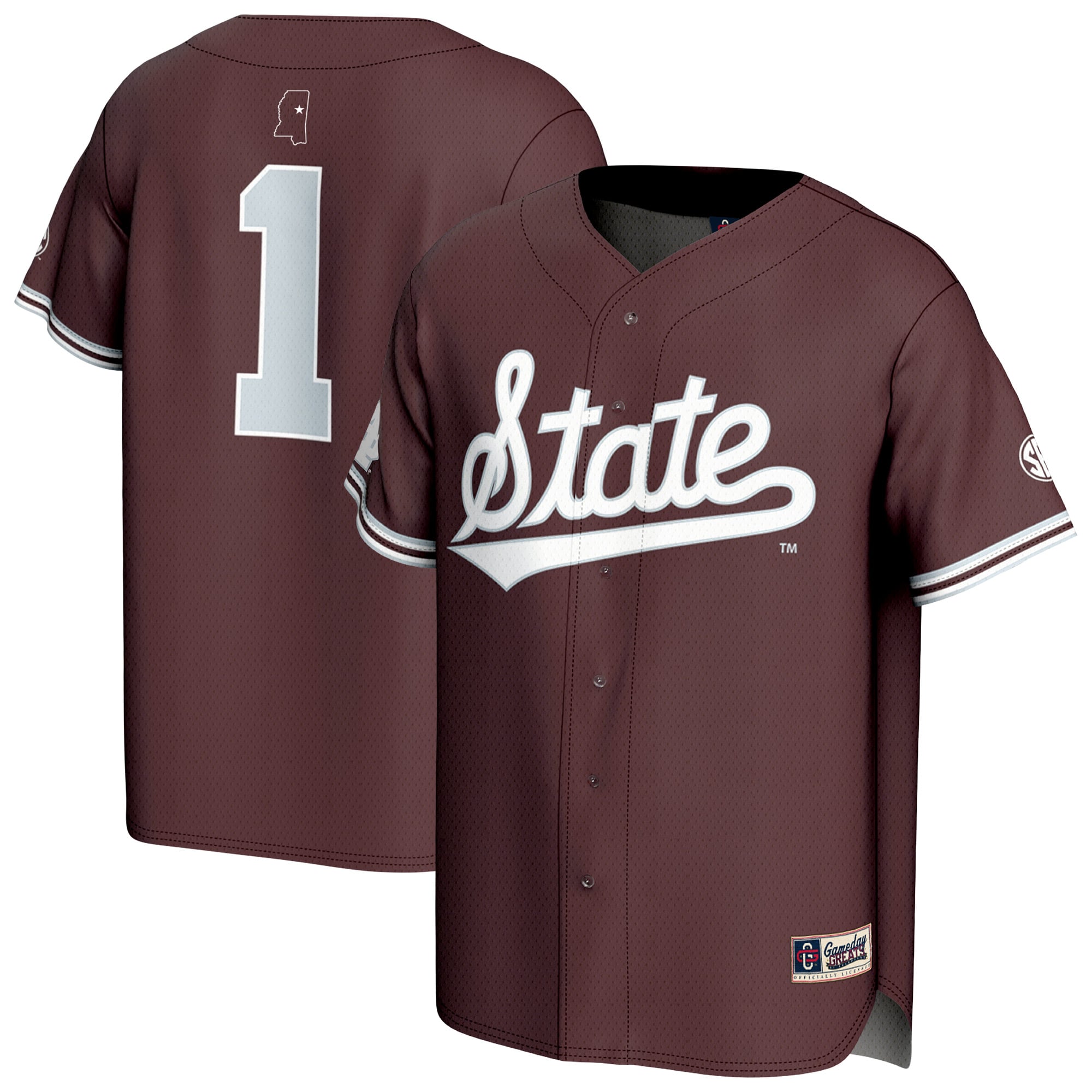 Mississippi State Bulldogs GameDay Greats Youth Lightweight Collegiate Baseball Fashion Jersey - Maroon