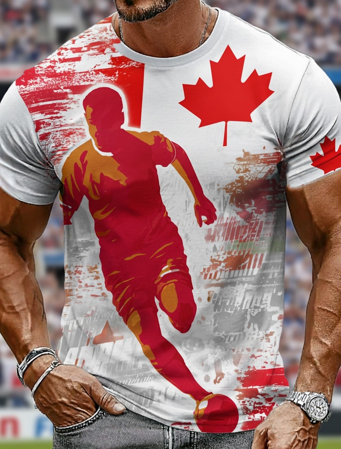 2026 Soccer Cup Canada National Team Red White Vertical Stripes CANADA Lettering Casual Men's Short Sleeve T-Shirt All Over Print Muscle Fit Game Day Fan Wear Designer Clothing Apparel S M L XL XXL XX