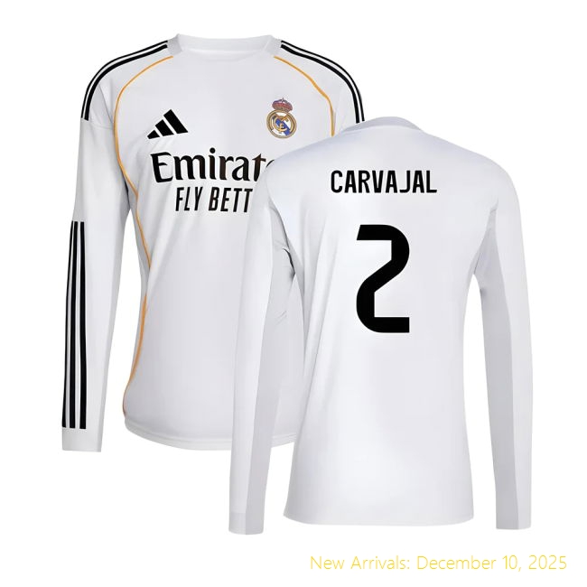 2025-2026 Real Madrid Long Sleeve RM Top Grade Home Shirt (Carvajal 2)